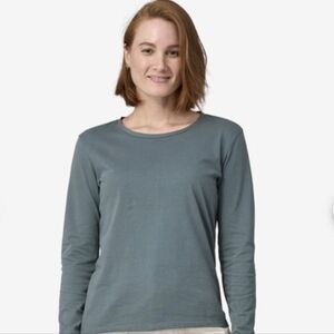 Patagonia Blue Long-Sleeved Regenerative Organic Certified Cotton Tee